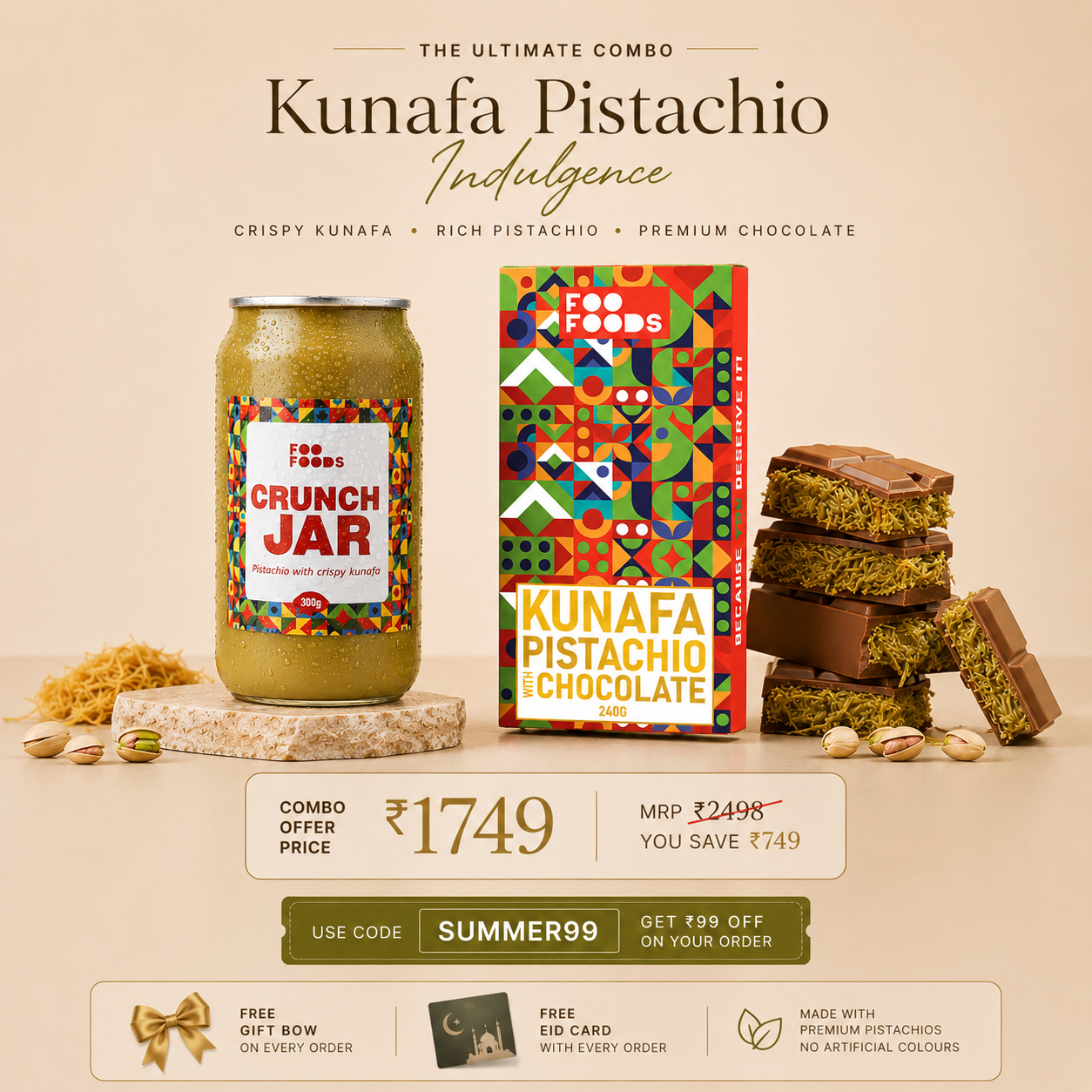 Kunafa Pistachio Ultimate Combo - Viral Kunafa Pistachio Chocolate & Viral Pistachio Crunch Jar