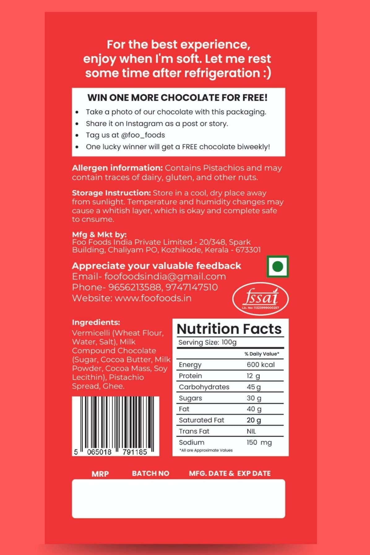 Dubai Viral Kunafa Chocolate - Pistachio - Biggest Chocolate Bar 240g