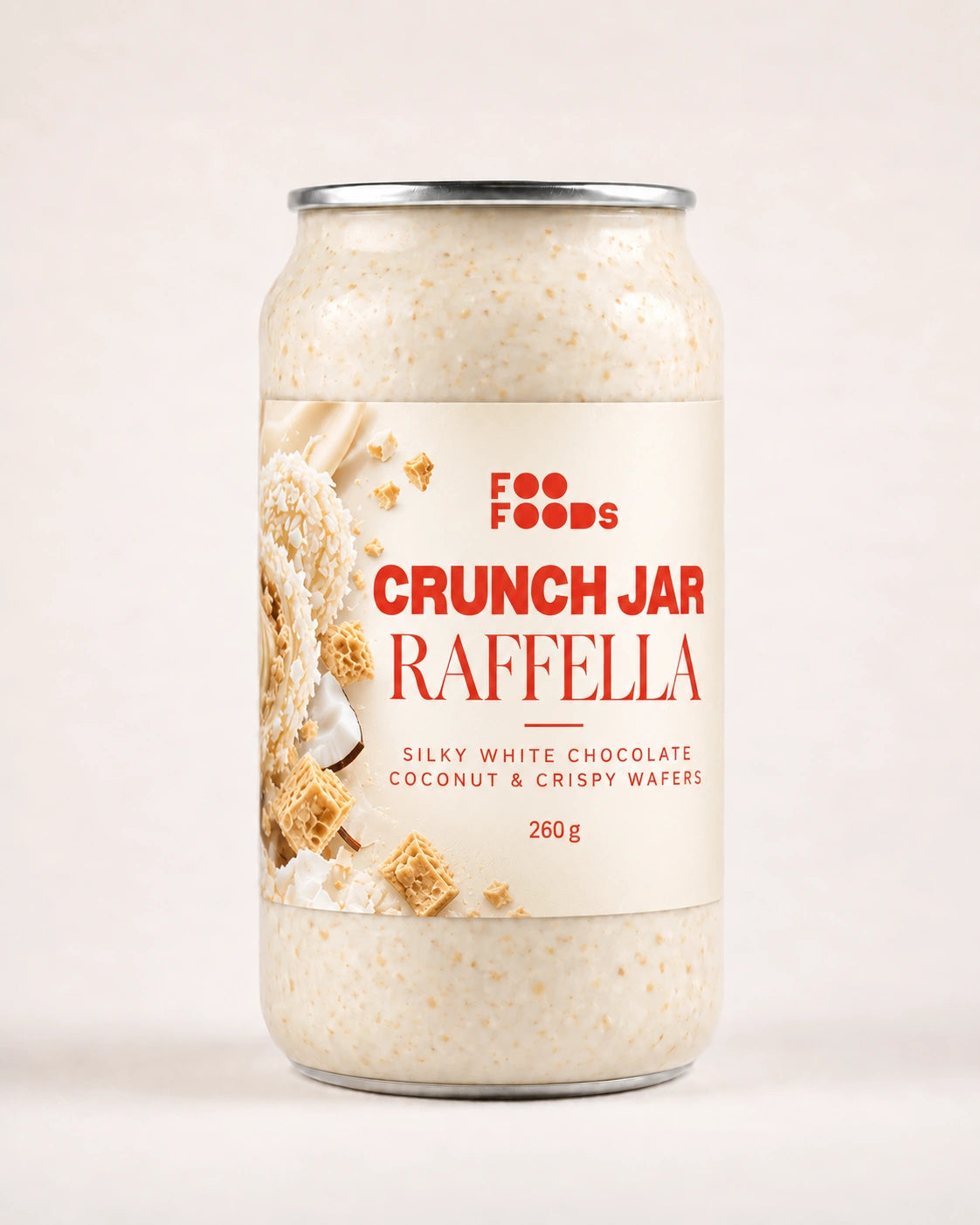 Foo Foods Crunch Jar Raffella white chocolate, coconut and crispy wafer dessert, 260 g