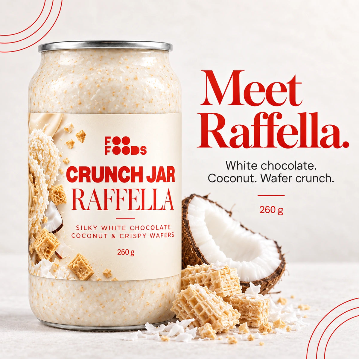 Crunch Jar Raffella – White Chocolate, Coconut & Wafers, 260 g