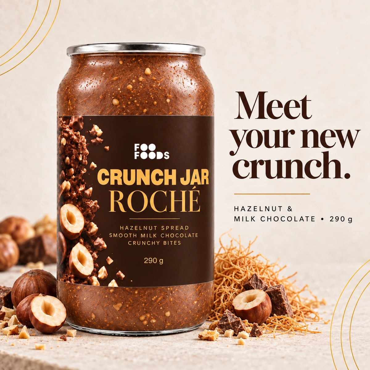 Crunch Jar Roché – Hazelnut Chocolate & Crispy Kunafa, 290 g