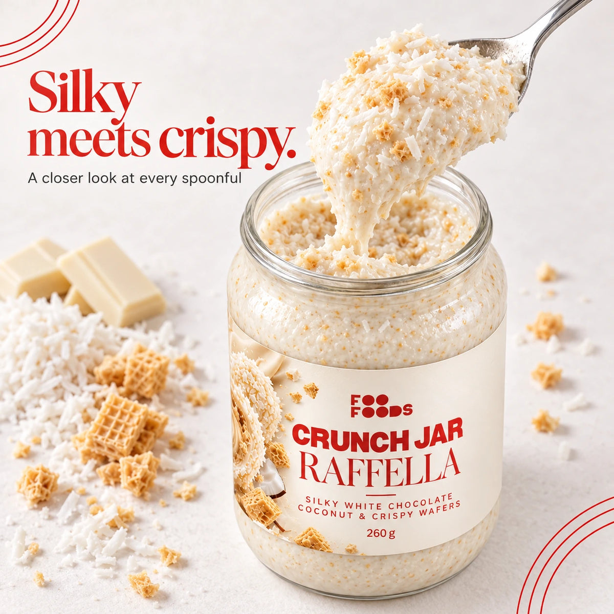 Crunch Jar Raffella – White Chocolate, Coconut & Wafers, 260 g