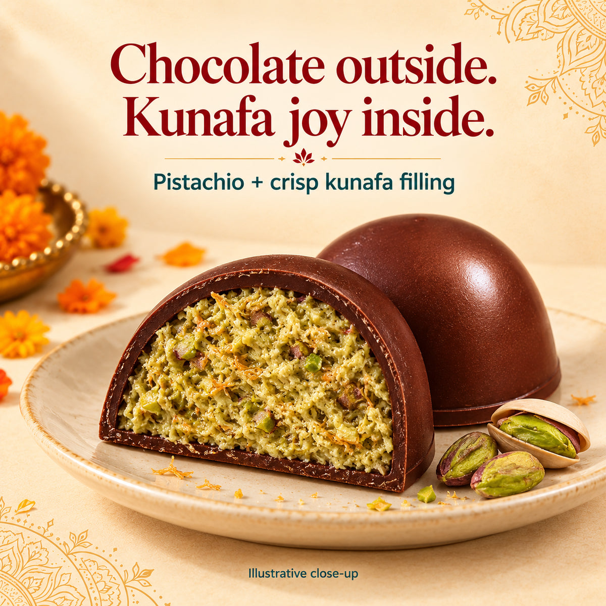 Navratri Kunafa Pistachio Gift Box – 9 Bites + Greeting Card