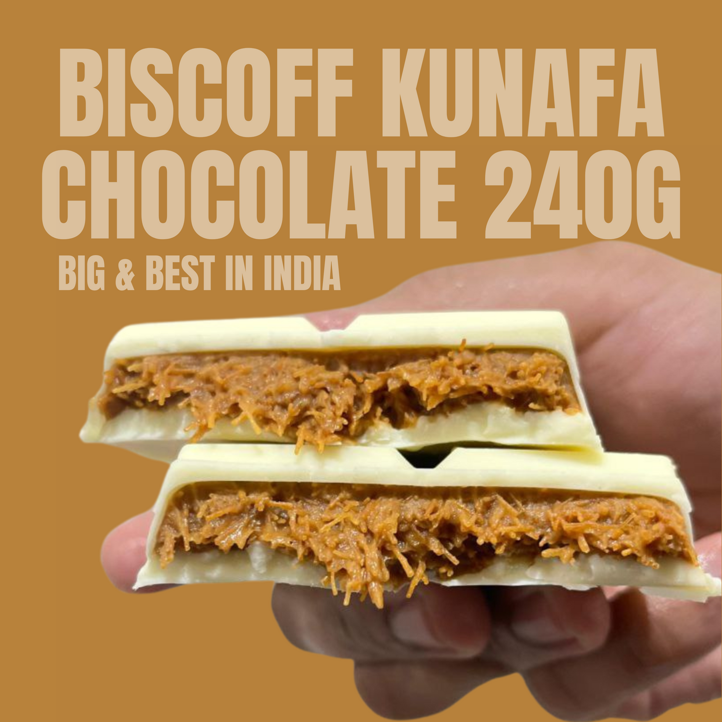 Lotus Biscoff Kunafa Chocolate - 240g - Juicy, Crunchy & Yummy Viral Chocolate