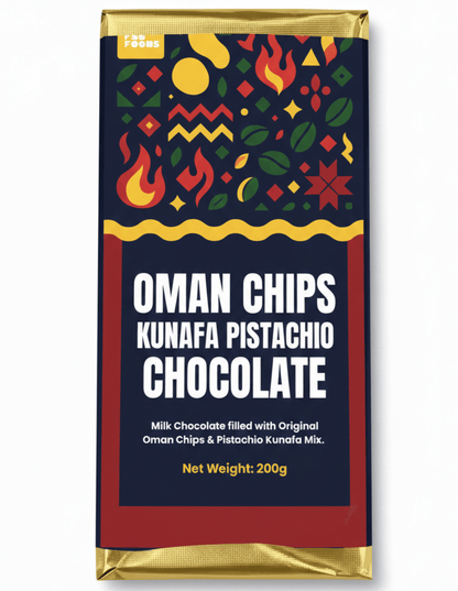 Oman Chips Kunafa Pistachio Chocolate - 200g Bar