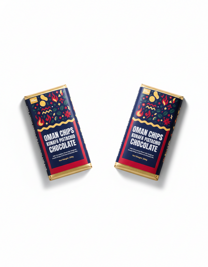 Oman Chips Kunafa Pistachio Chocolate - 200g Bar