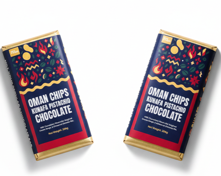 Oman Chips Kunafa Pistachio Chocolate - 200g Bar