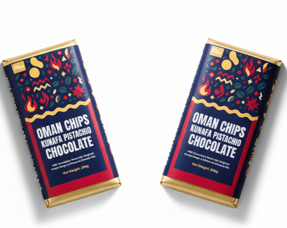 Oman Chips Kunafa Pistachio Chocolate - 200g Bar