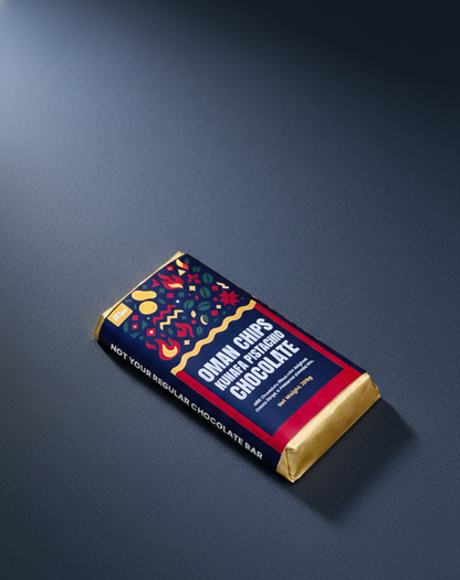 Oman Chips Kunafa Pistachio Chocolate - 200g Bar