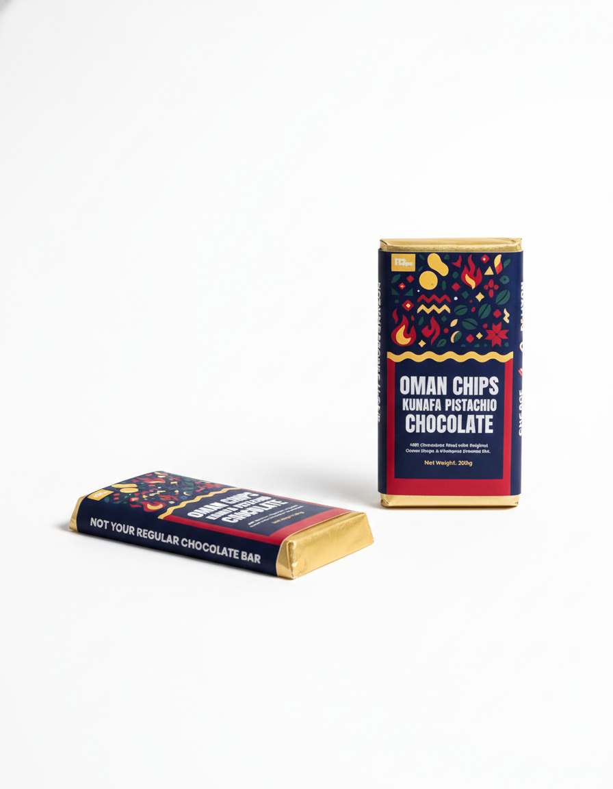 Oman Chips Kunafa Pistachio Chocolate - 200g Bar