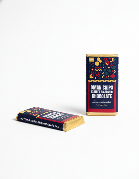 Oman Chips Kunafa Pistachio Chocolate - 200g Bar