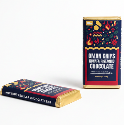Oman Chips Kunafa Pistachio Chocolate - 200g Bar
