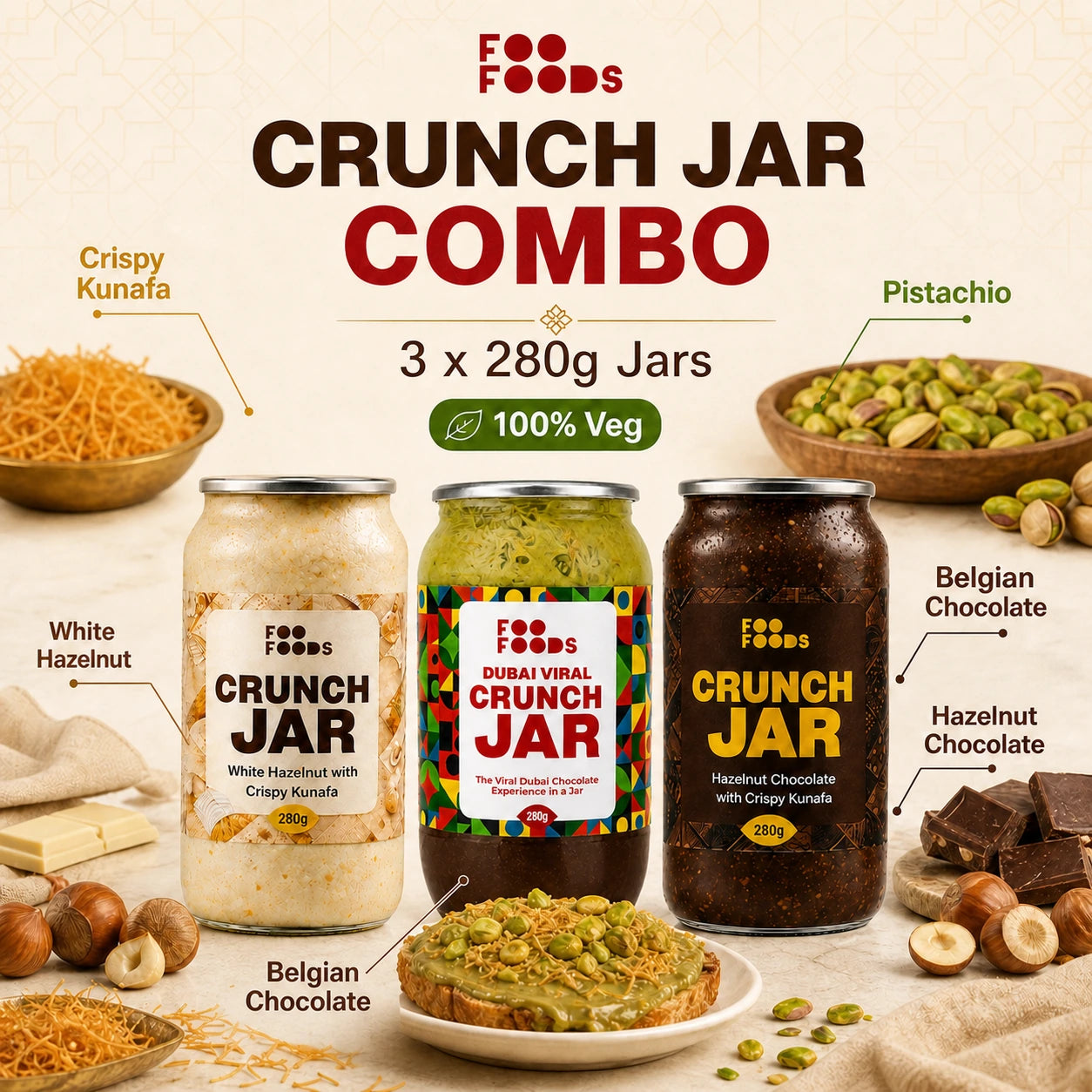 Crunch Jar Combo - Pistachio, Nutella & Bueno Inspired - Saver’s Choice