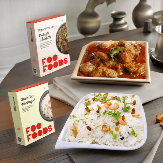 Combo - Ghee Rice & Pepper Chicken Curry - Serves 1 - Heat & Eat