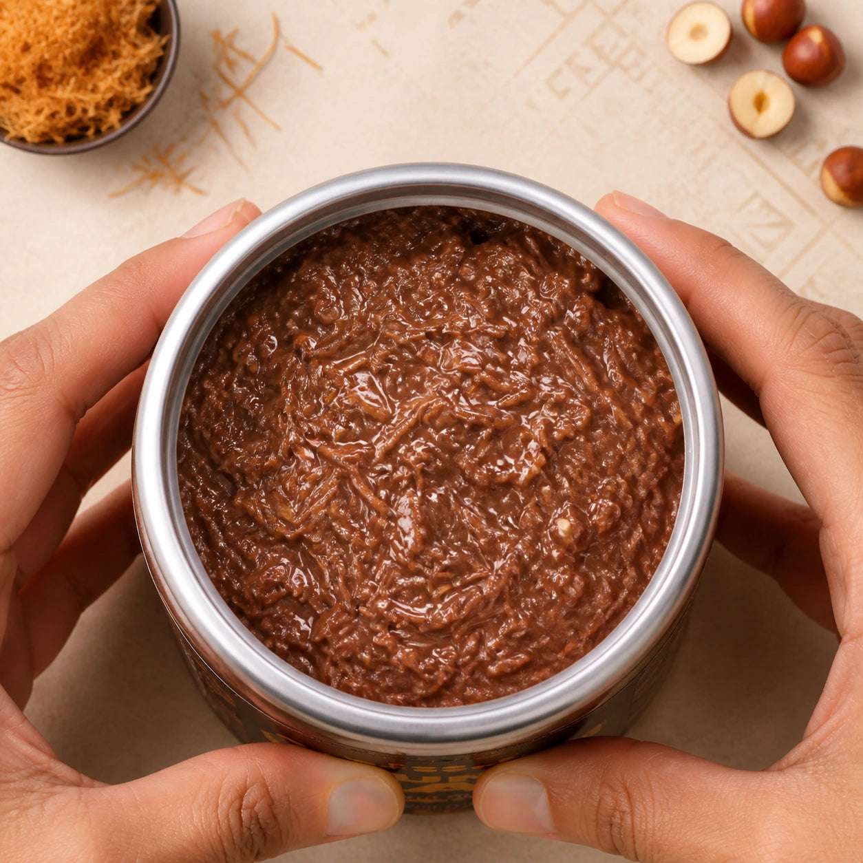 Choco Hazelnut Crunch Jar - With Original Nutella - Crispy Kunafa with Chocolate Hazelnut Paste