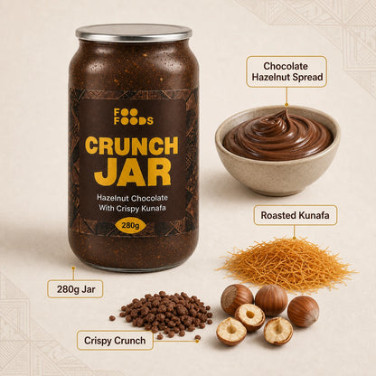 Choco Hazelnut Crunch Jar - With Original Nutella - Crispy Kunafa with Chocolate Hazelnut Paste