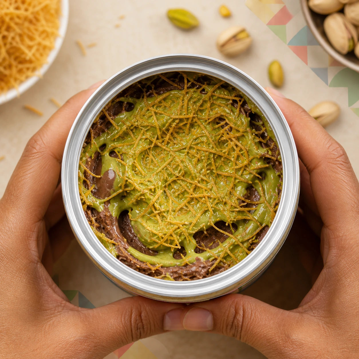 PISTACHIO KUNAFA CRUNCH JAR - Belgian Chocolate & Pistachio with Authentic Kunafa