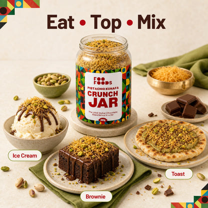 PISTACHIO KUNAFA CRUNCH JAR - Belgian Chocolate & Pistachio with Authentic Kunafa